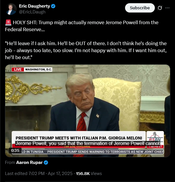 He’ll be out if I want him out | Source: Twitter | Trump
