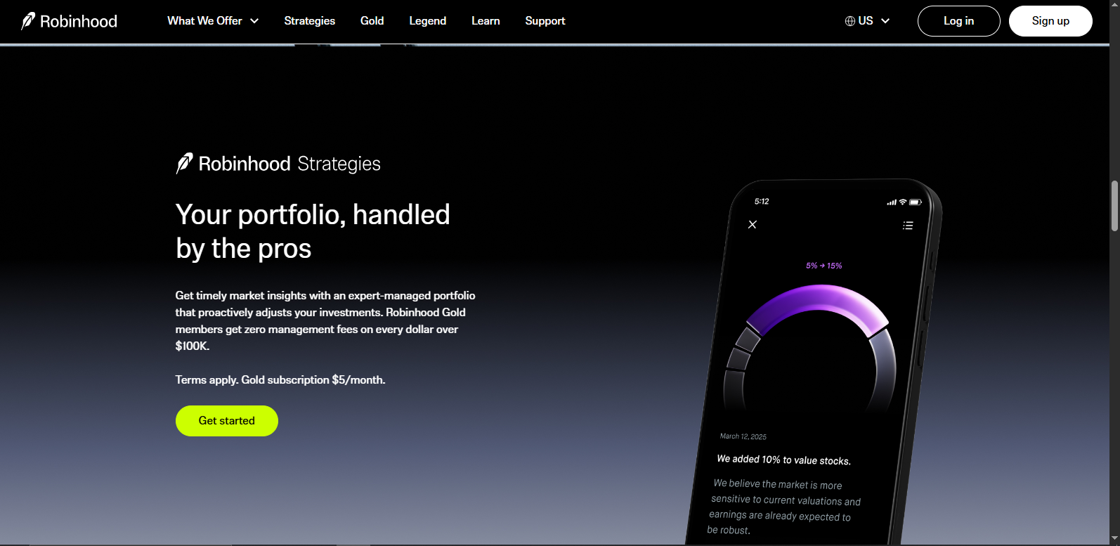 The Robinhood page | Source: Robinhood | Crypto