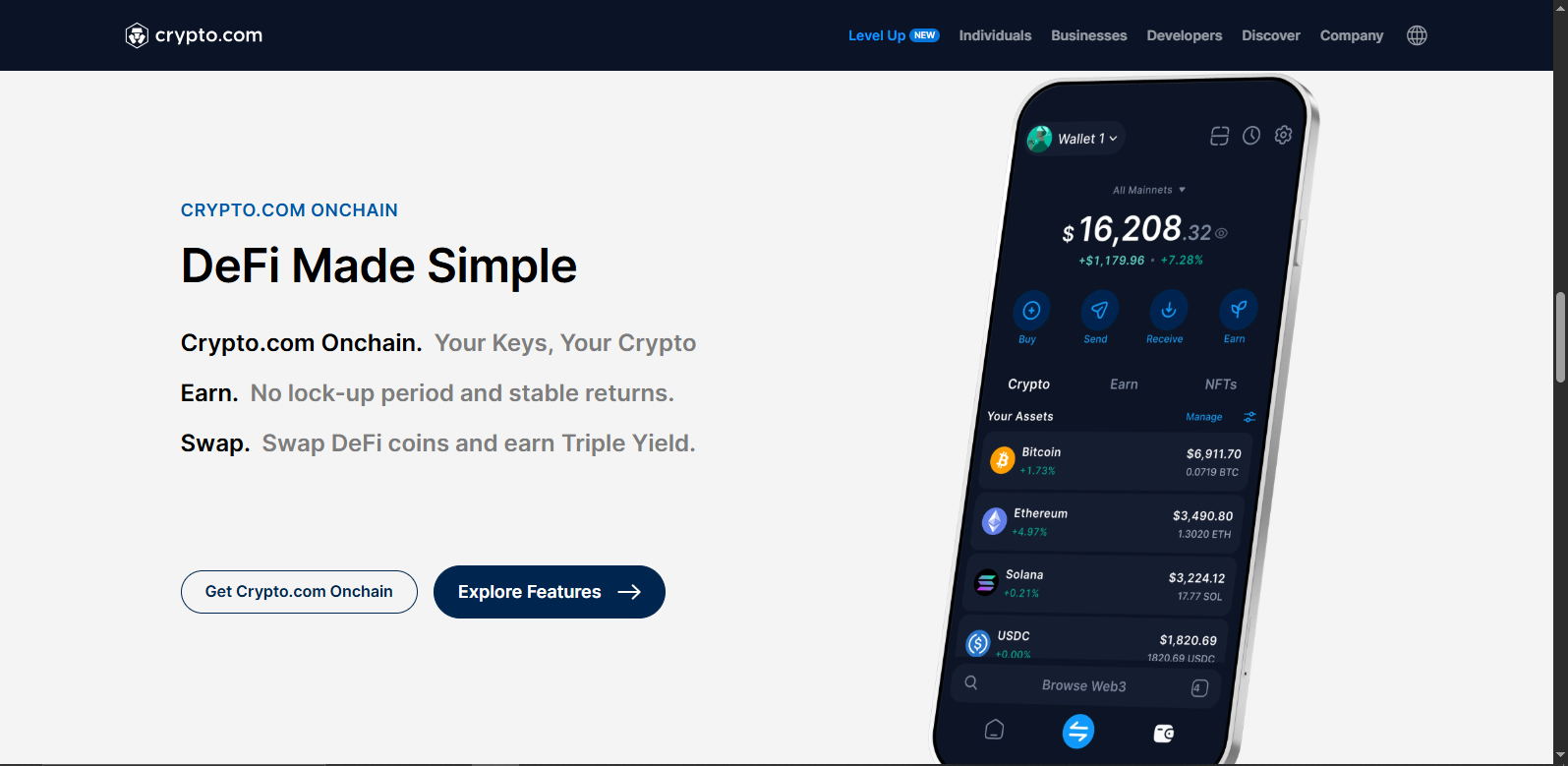 The Crypto.com interface | Source: Crypto.com