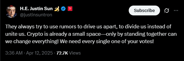 CZ Justin Sun’s response | Source: Twitter