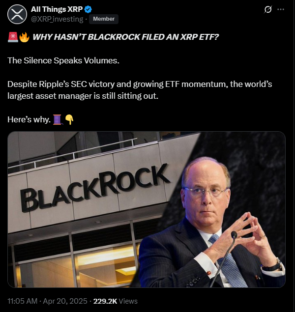 BlackRock takes a step back on XRP | Source: Twitter