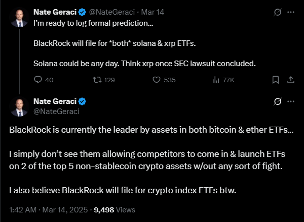 BlackRock taking the sidelines on XRP | Source: Twitter