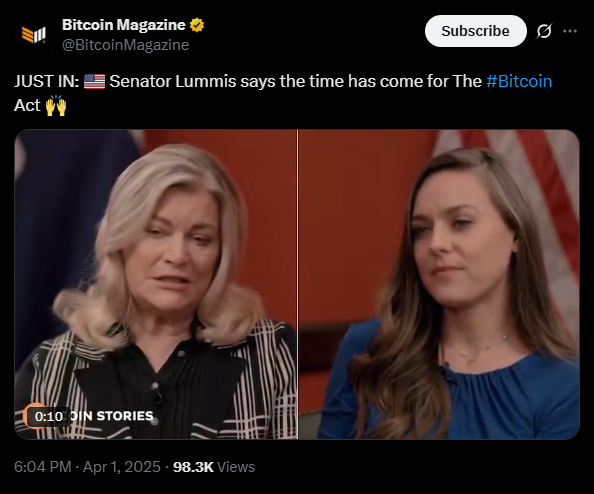 The proposed BITCOIN act | Source: Twitter